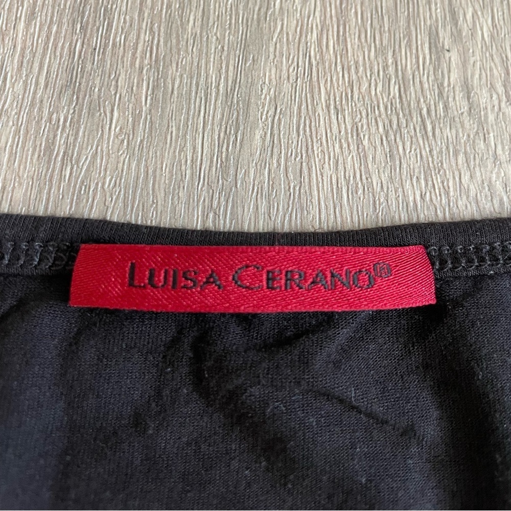 LUISA CERANO Black sleeveless tank top w/ compass AVIATOR graphic & Studs. - Picture 5 of 9